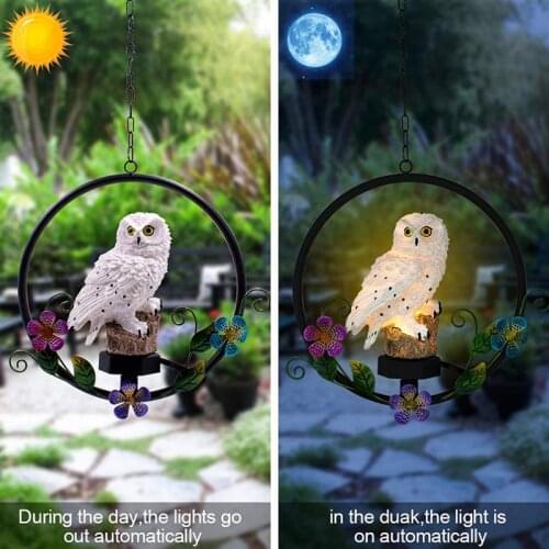 LED Waterproof Solar Owl Shape Night Light Hook Suspension Hanging Garden Owl Lamp For Courtyard Garden Decoration Solar Lamps