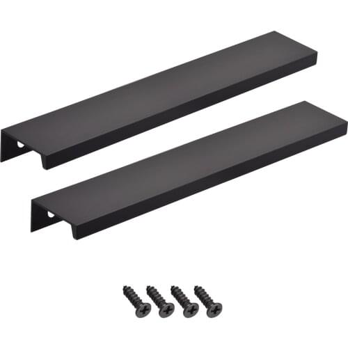 Uxcell Edge Pull Handle 250mm x 32mm Aluminum Alloy Cabinet Drawer Pull Black 2 Pcs