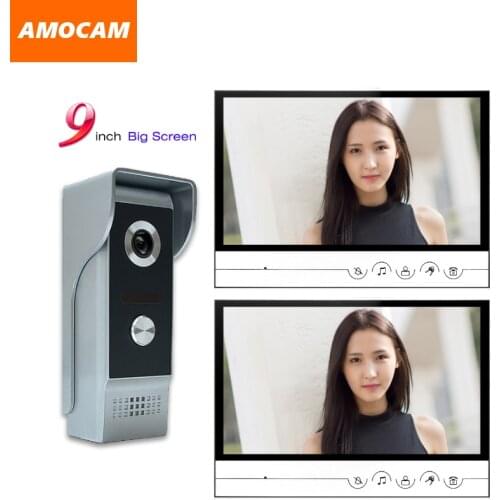 9" big Monitor Video Door Phone Doorbell System Video Intercom IR Night Vision Aluminum Alloy Camera Video Doorphone 2PCS Screen