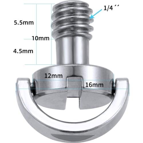 1/4 Inch Camera Screw D-Ring For Camera Tripod Monopod Quick Release Plate Baseplate Rig Parts Accessory