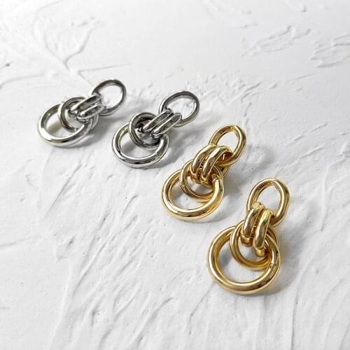 VSnow minimalist Metal Big Small Circle Statement Dangle Earrings for Women Party Textured Geometric Irregular Earrings Jewelry