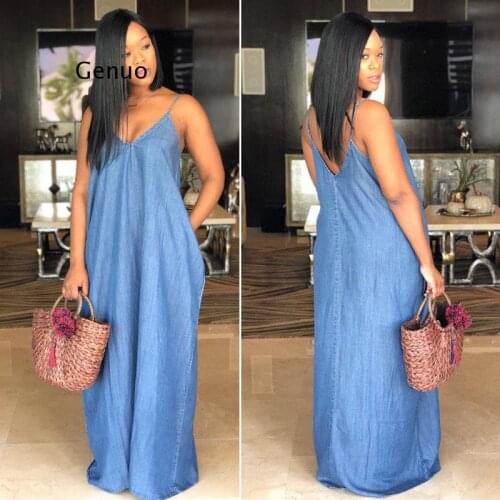 Large size European and American fashion loose denim skirt womens casual one-piece dress