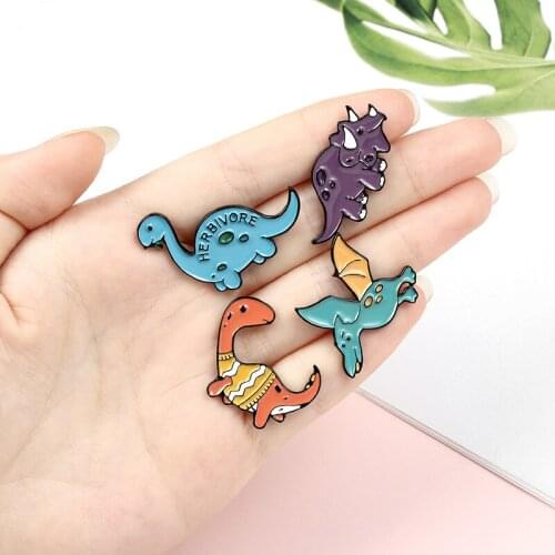 1Pcs Jewelry Ancient Dinosaur Age Enamel Lapel Pins Giant Animal Cartoon Brooches Badges Fashion Pin Gifts for Friends Wholesale