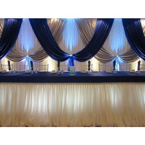 10ft x 20ft royal blue with silver Wedding backdrop stage decoration background veil wedding decoration