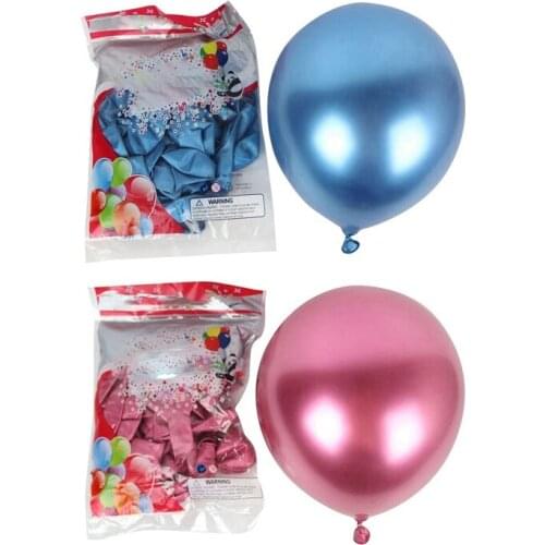 100Pcs 10 Inch Metallic Latex Balloons Thick Chrome Glossy Metal Pearl Balloon Globos, 50 Pcs Blue & 50Pcs Red
