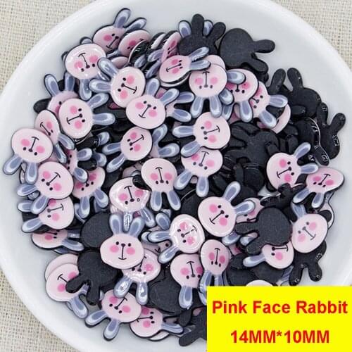 100pcs Small Size Cartoon Cute Little Pink Rabbit Head Flatback Resins Hair Bow Center Accessories DIY Craft Embellishments