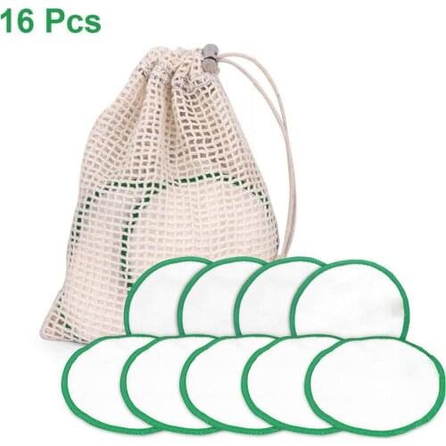 16PCS Bamboo Fiber Washable Makeup Cotton Rounds Pad Reusable Removal Pad For Sensitive Skin Daily Cosmetics Make Up Tools
