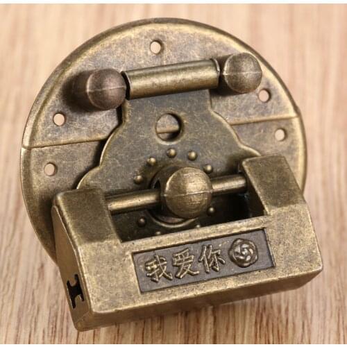 2pcs/set Vintage Jewelry Wooden Box Latch Hasp With Nice Decorative Chinese Lock Old Style Padlock Hardware Set W/Screw