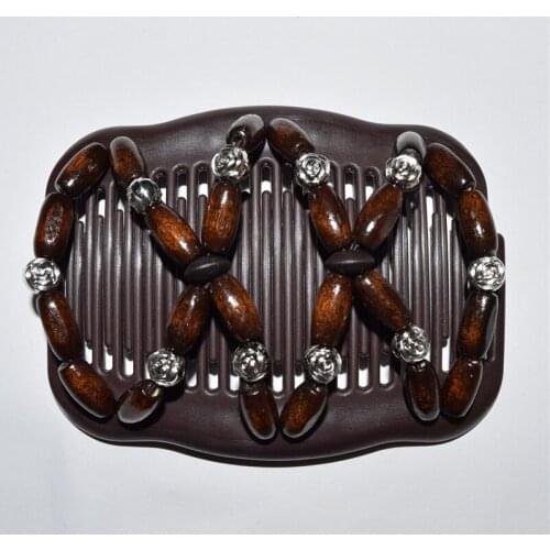 20pcs/lot silver rose and brown beads magic comb hair accessory free shipping classical jewlery