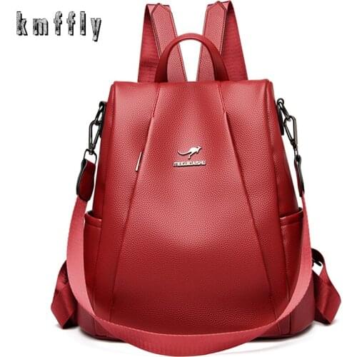 2021 Soft Leather Designer Backpacks Female Casual School Bags for Teenage Girls Ladies Travel Bagpack High Quality Back Pack