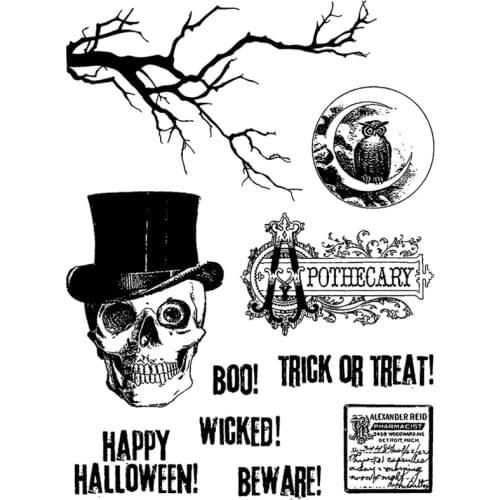 2021 New Halloween Skull Words Clear Stamps Sets and Owl Die Scrapbooking For Crafts Greeting Card Making no Metal Cutting Dies