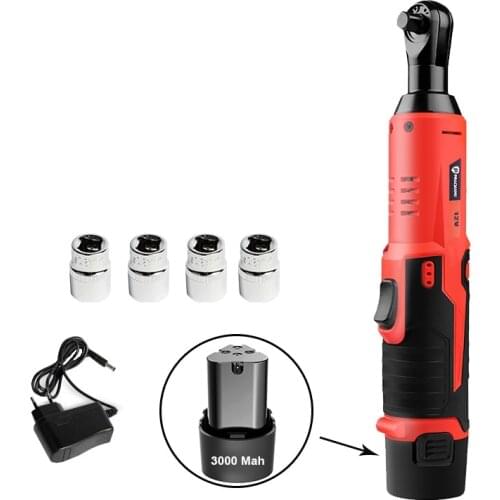 3000Mah 45NM Cordless Electric Wrench 12V 3/8 Ratchet Wrench Set Angle Drill Screwdriver to Removal Screw Nut Car Repair Tool