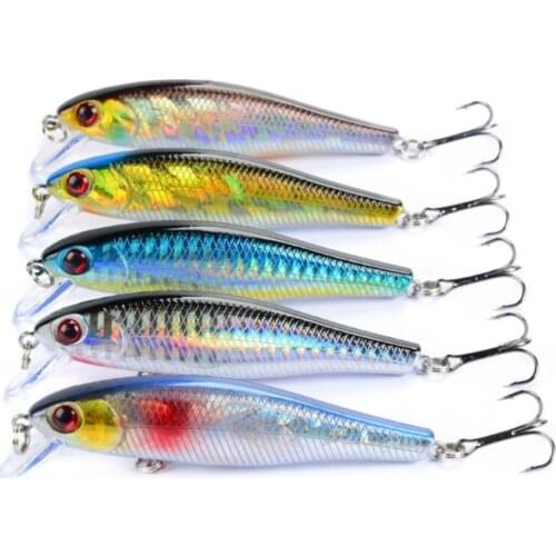 6pcs/lot Wobblers Minnow Fishing Lure 9cm 9.2g Laser Hard Artificial Bait Plastic Bass pike wobblers japan Fishing tackle pesca