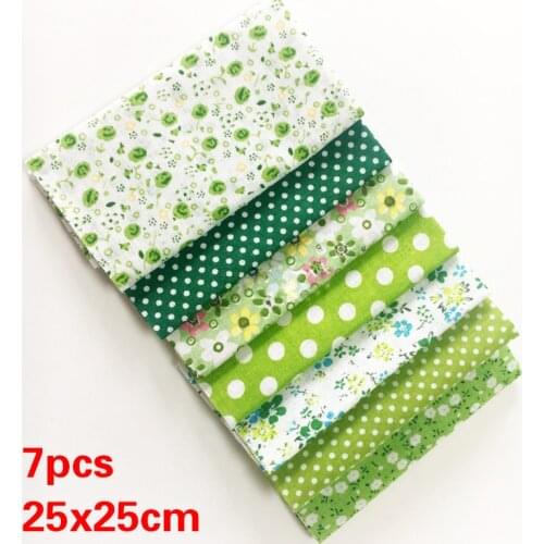 7pcs 25x25cm Floral Plaid Stripe Cotton Fabric Sewing Quilting DIY Patchwork Fabric Bundle Handmade Handicrafts Accessories