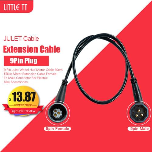 9 Pin Julet Wheel Hub Motor Cable 60cm EBike Motor Extension Cable Female To Male Connector For Electric bike Accessories