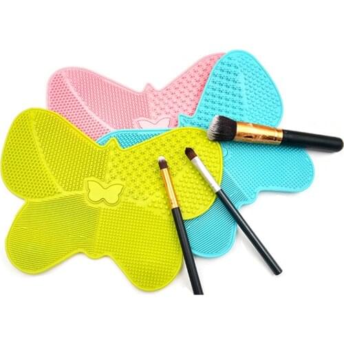 Butterfly Type Make up Brush Cleaner Pad With Suction Cup Board Scrubber cleaning Gel Silicone clean makeup brushes Mat Tool