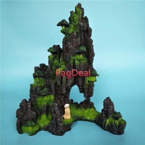 Large Aquarium Ornament Mountain L24CM*W14CM*30CM Resin Aquatic Fish Tank Decoration rockery mountain tree fishman free shipping