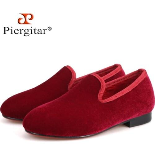 Piergitar brand 2021 Handmade kid velvet shoes Party and Wedding Children classic loafers Colorful choose Kids casual shoes