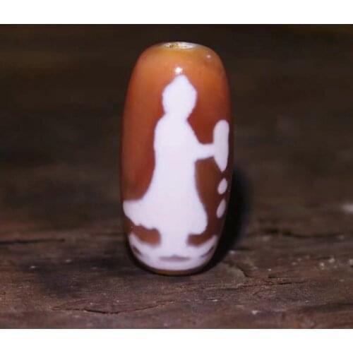 Natural Red Agate Beads,Totem Guanyin Dzi,12mm*25mm Beads,Tibetan Dzi Amulet Beads for Bracelet/Necklace DIY Jewelry Making