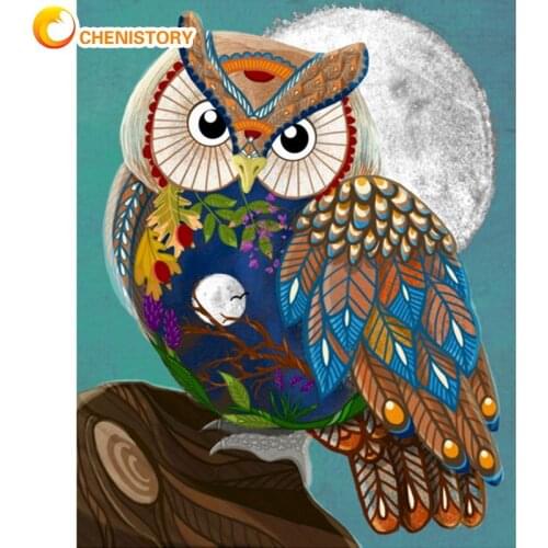 CHENISTORY Picture By Numbers Color Owl Animal Painting By Number HandPainted 60x75cm Frame Modern Home Living Room Decors