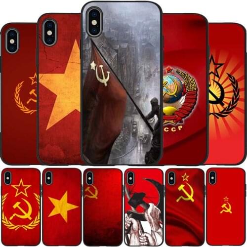 USSR Soviet Emblem black Silicone Phone Case For iPhone 12 XR XS Max 5 5S SE 2020 6 6S 7 8 PLUS X 11Pro Max 11 Cover