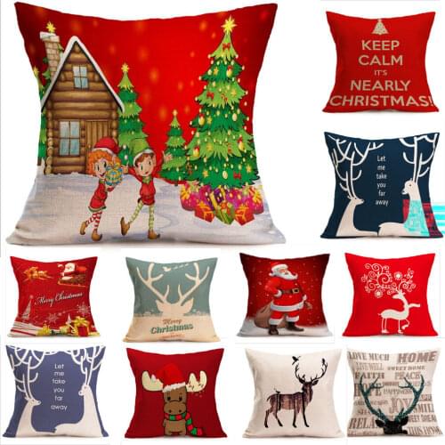 Merry Christmas Series Cushion Animal Print Home Decor Bedroom Decorative Santa Claus Pattern Sofa Car Throw Pillows Case Sofa