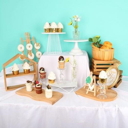 Wooden Cake Stands for Wedding Cake Decoration Baking Bread Shop Window Display Cake Holders Cupcakes Plates for Coffee Dishes