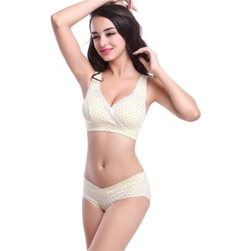 For Pregnant Women Nursing Bras Breastfeeding Dot Crossover Maternity Underwear 34-40 Cup B C