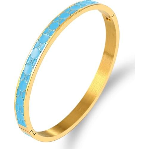 Luxury Brand Enamel Stainless Steel Jewelry Bangles Geometry Round Bracelets for Women 7 Color Love Wedding Party Gift Femme