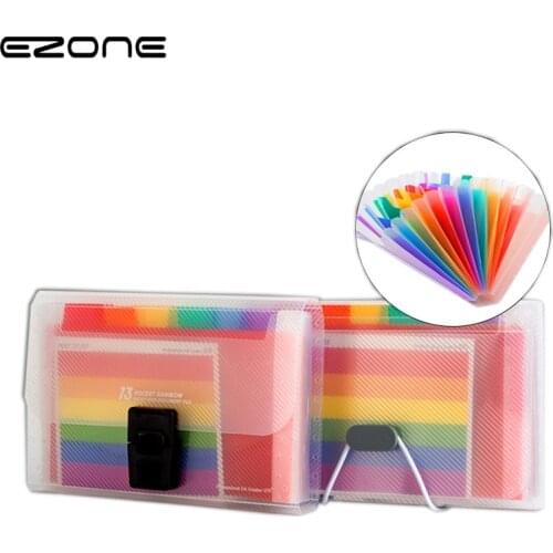 EZONE 13 Grids A6 Document Bag Rainbow Mini Bill Receipt File Bag Pouch Folder Organizer File Holder Office Supply 17.8*10.5cm