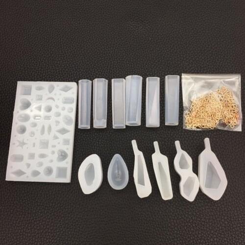Resin Mold Kit Silicone Molds for Epoxy Resin Foundation Pendant Suit Decoration Mirror Diy Jewelry Making Kit