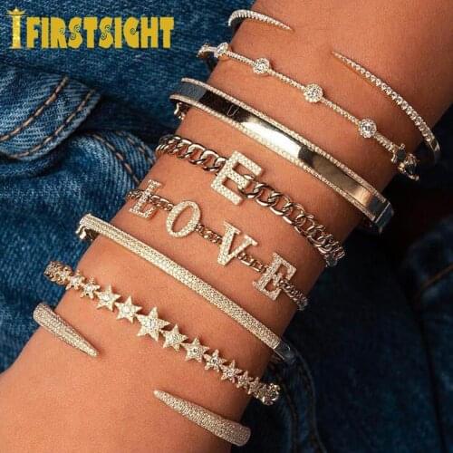 Hot New Fashion Adjustable Zircon Bangle Simple Trendy Bracelet Minimalist Cuff Opening Bangle Jewelry For women girls Decor