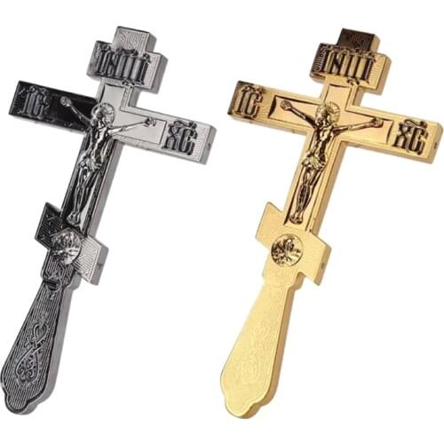T84E Christ Jesus Cross Crucifix Suffering Statue Orthodox Hand Holding Catholic