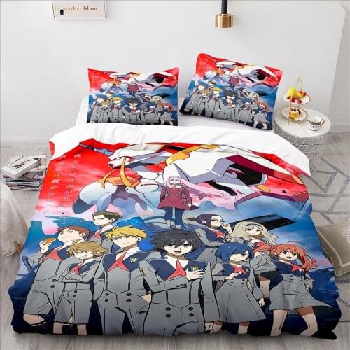 Darling In The Franxx Bedding Set Bedspread Single Twin Full Queen King Size Bed Sets Childrens Bedroom Duvetcover Family