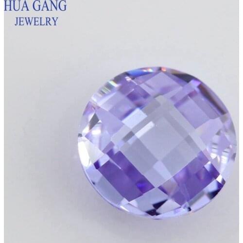 Lavender Cubic Zirconia Stone Round Shape Double Checkerboard Cut Loose CZ Stone Synthetic Gems For Jewelry 4~14mm