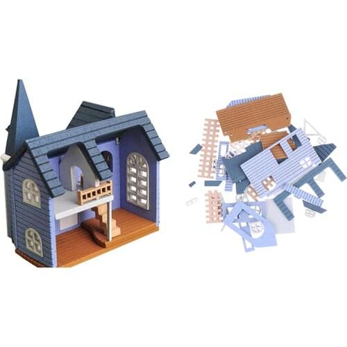 Fairytale Town House DIY Mini Wooden Dolls Miniature Accessories Handicraft Building Assemble Toy Crafts Furniture Kits