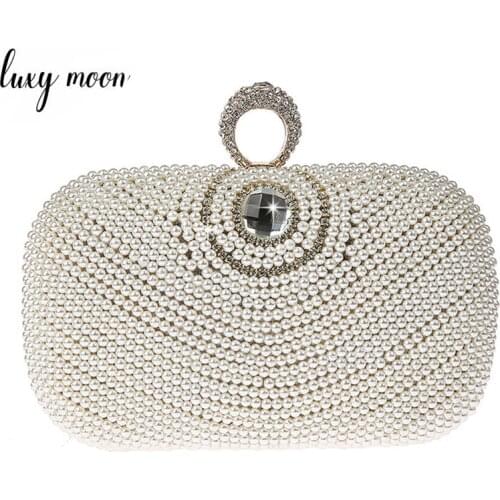 Fashion Pearl Clutch Bags Women Crystal Diamond Evening Bags Elegant Female Clutches Purse for Wedding Chain Handbags ZD1162