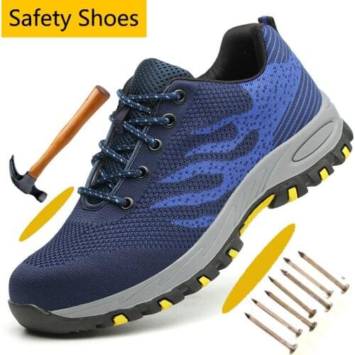 Steel Toe Anti-smashing Work Safety Shoes for Men Light Mesh Anti-puncture Labor Shoes Breathable Hiking Shoes Sport Men Shoes