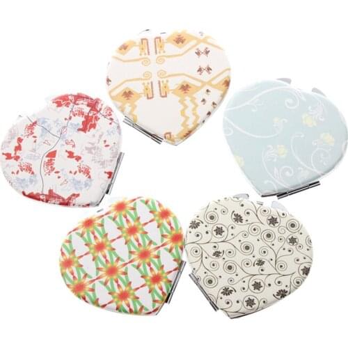 All Heart Shape 16 Different Patterns Set Portable Fold Porta Maquiagem Beauty Makeup Vanity Cosmetic Hand Compact Pocket Mirror