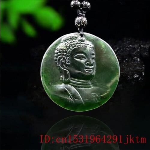 Jade Buddha Pendant Necklace Carved Charm Gifts Natural Black Green Chinese Amulet Fashion Jewellery