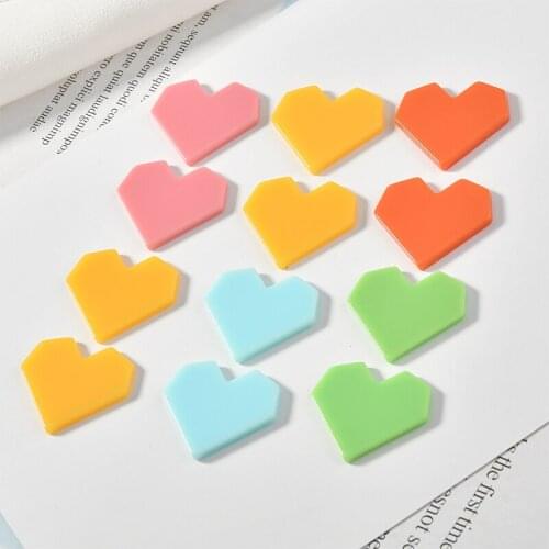 Newest 70pcs/Lot 22*25MM Solid Colors Flatback Acrylic Plant Heart Shape Resin Cabochons DIY Jewelry Findings Ornament Craft