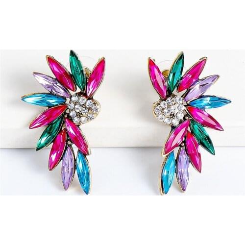 New Styles Elegant Metal Colorful Crystal Drop Earrings High-Quality Fashion Rhinestones Jewelry Accessories For Women Wholesale