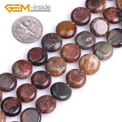 Assorted Sizes Coin Picasso Jaspers Natural Gem Stones Beads For Jewelry Making Beads DIY 15" Strand Wholesale Gem-inside