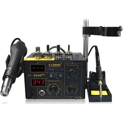 Saike 852D++ 220V/110V Hot Air Rework Station soldering station 2 in 1 with Supply air gun rack ,and many gifts Free shipping