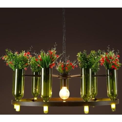 Plant, flower and grass decoration, chandelier, bar, coffee shop, glass plant, iron art, retro industrial Chandelier
