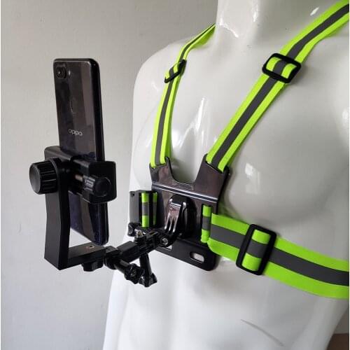 Universal Phone Strap Holder Chest Mount Reflective Harness Belt Backpack Clip Clamp Phone Bracket for iPhone x 8 7plus 6 Huawei