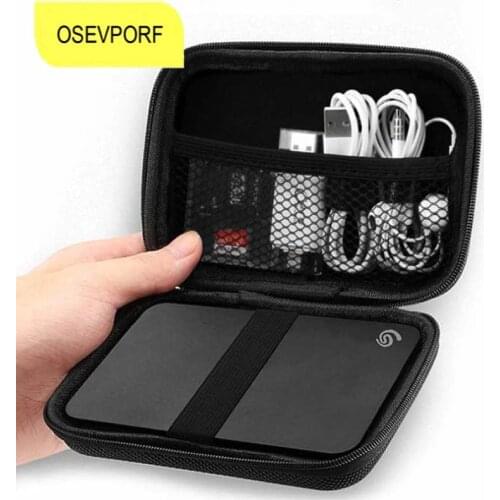 External Storage Hard Case HDD SSD Bag For 2.5 Hard Drive Power Bank USB Cable Charger Power Bank Earphone Headphone Cases Black