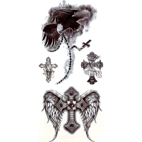 5PCS Bald Eagle Waterproof Temporary Tattoos Men Henna Tattoo Stickers Angel Cross Fake Tattoo Tatoos Temporary For Women