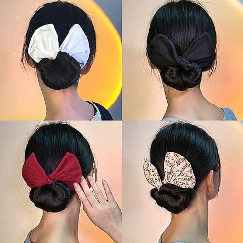 Magic Twist Bow Scrunchies Floral Lazy Ponytail Holder Hair Tie Colorful Headband Hair Accessories 2021 New Creative Designed