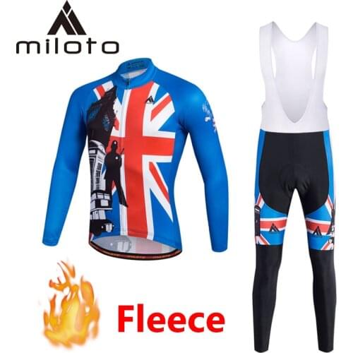 MILOTO winter thermal fleece cycling 2019 bike dress long pants uniforme ciclismo outdoor sport riding cycling wear maillot sets